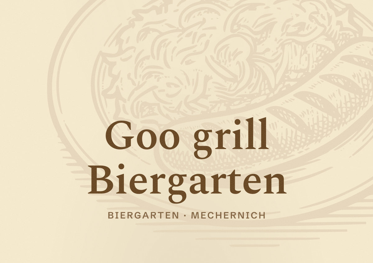 Illustriertes Poster von Goo grill Biergarten, Biergarten in Mechernich