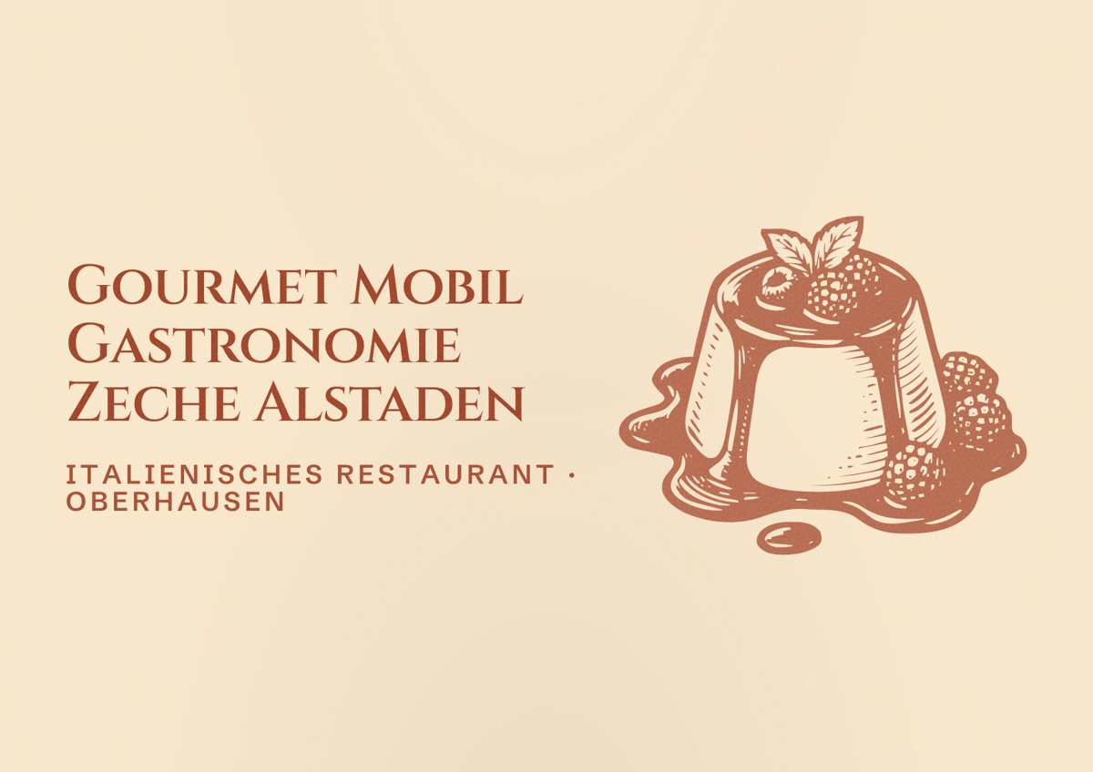 Illustriertes Poster von Gourmet Mobil Gastronomie Zeche Alstaden, Italienisches Restaurant in Oberhausen