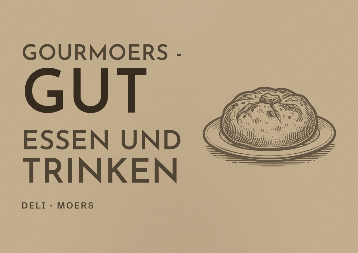 Illustriertes Poster von Gourmoers - gut essen und trinken, Deli in Moers
