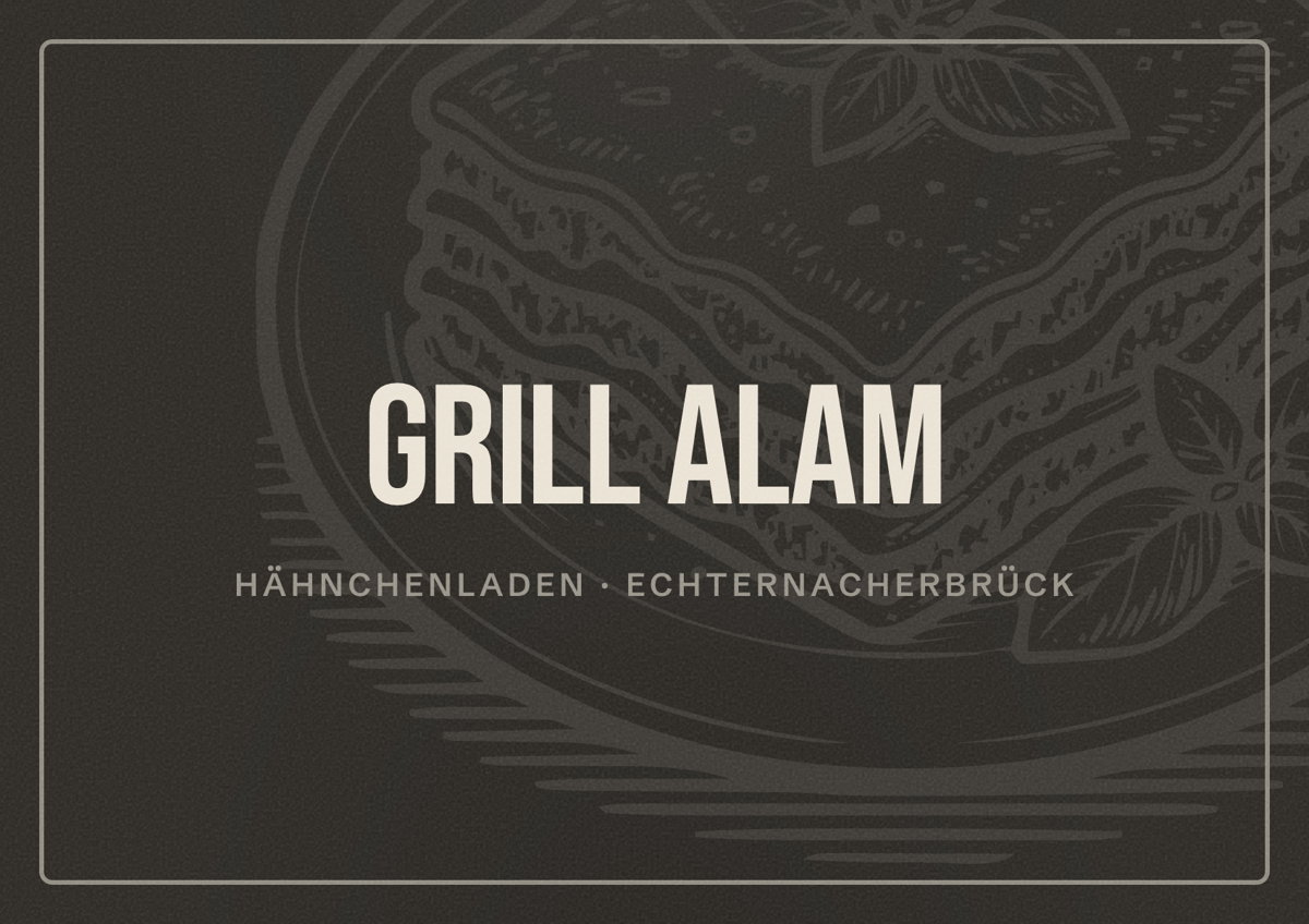 Illustriertes Poster von Grill Alam, Hähnchenladen in Echternacherbrück