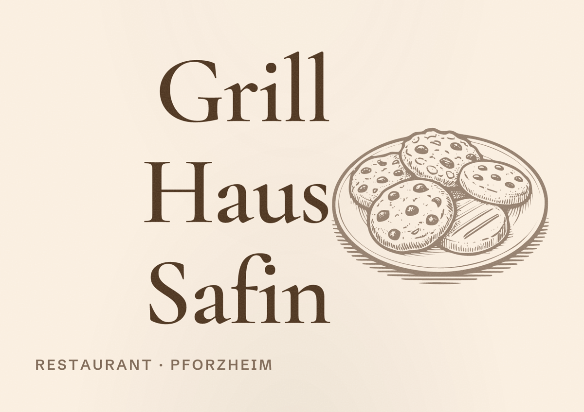 Illustriertes Poster von Grill Haus Safin, Restaurant in Pforzheim