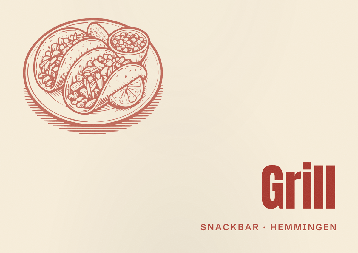 Illustriertes Poster von Grill, Snackbar in Hemmingen