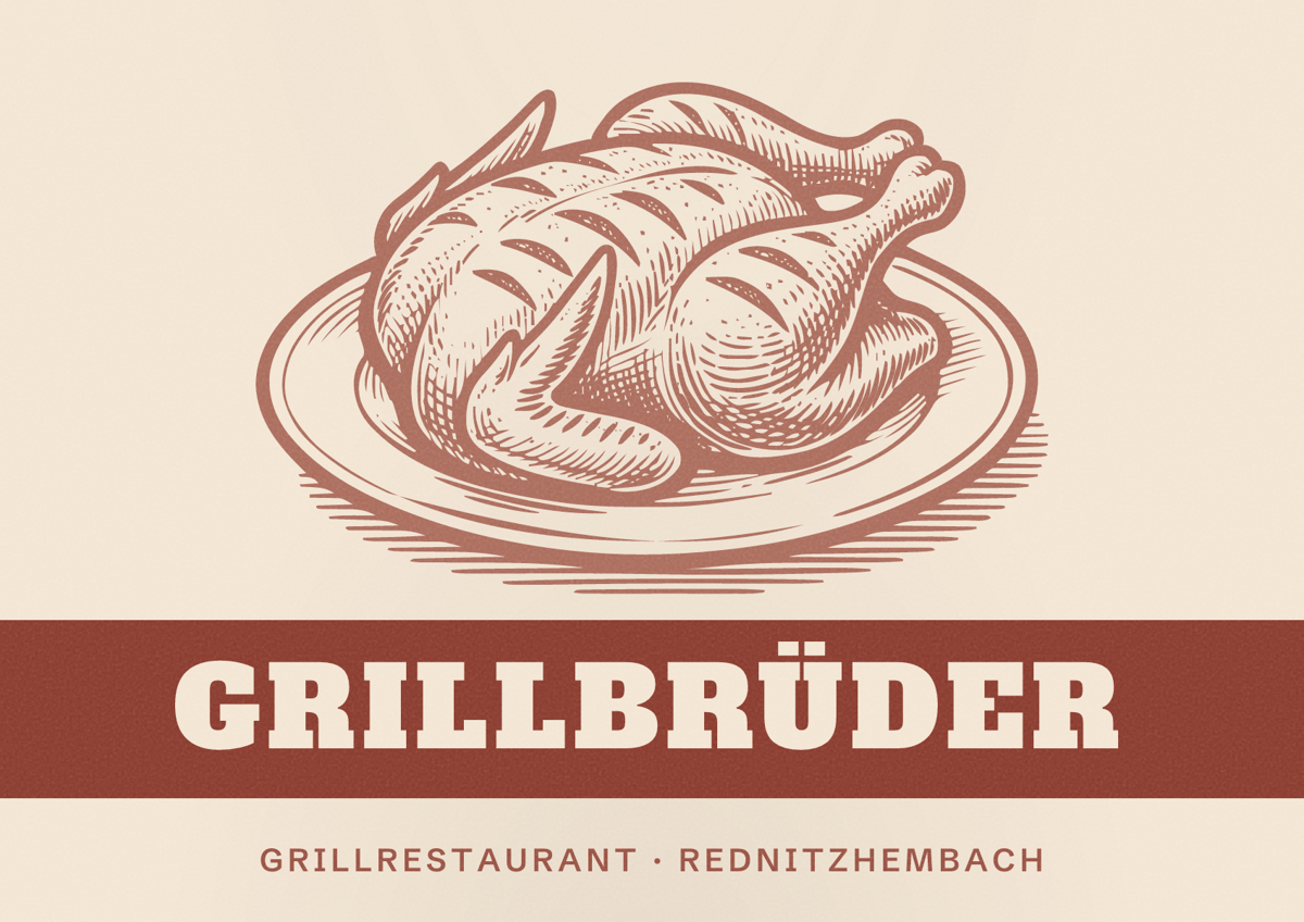 Illustriertes Poster von Grillbrüder, Grillrestaurant in Rednitzhembach