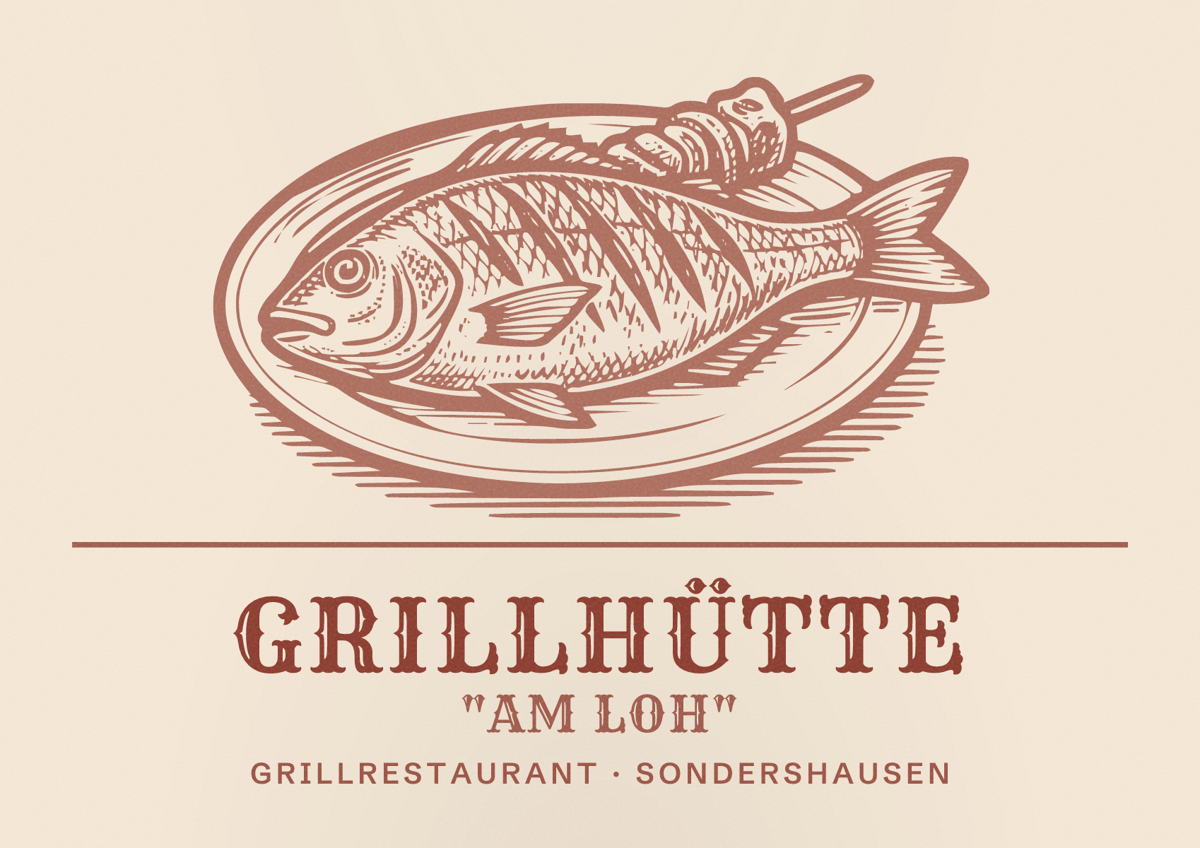 Illustriertes Poster von Grillhütte "Am Loh", Grillrestaurant in Sondershausen