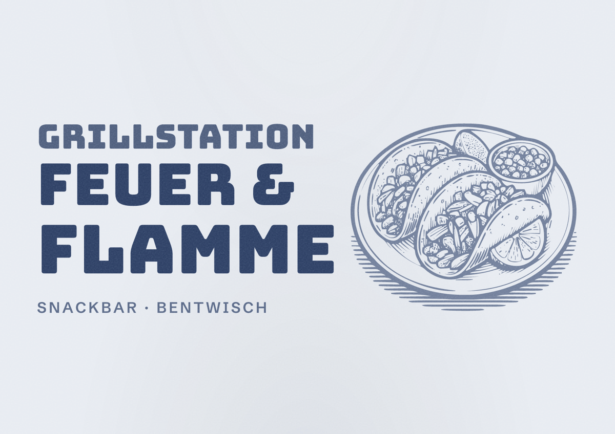 Illustriertes Poster von Grillstation Feuer & Flamme, Snackbar in Bentwisch