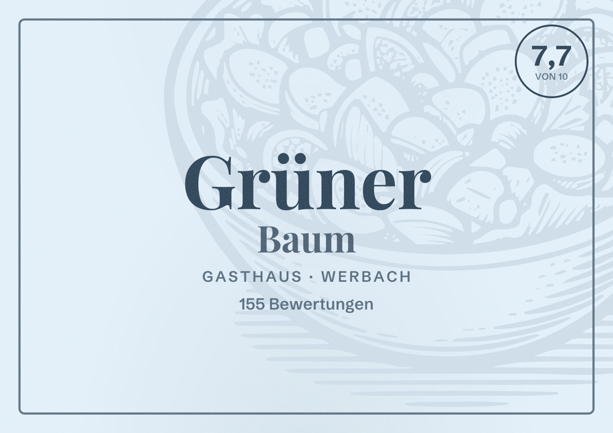 Illustriertes Poster von Grüner Baum, Gasthaus in Werbach: Bewertung 7,7 von 10 aus 155 Bewertungen