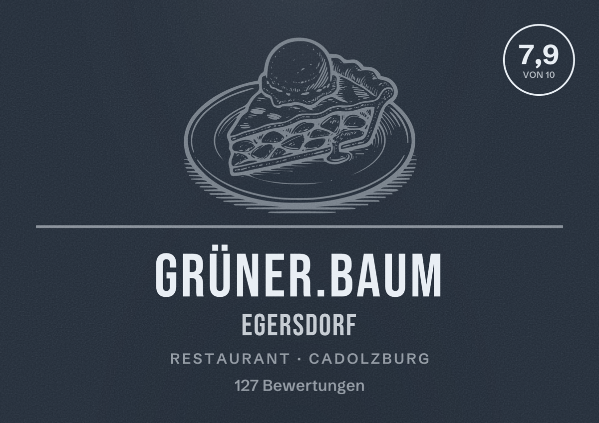 Illustriertes Poster von grüner.baum Egersdorf, Restaurant in Cadolzburg: Bewertung 7,9 von 10 aus 127 Bewertungen