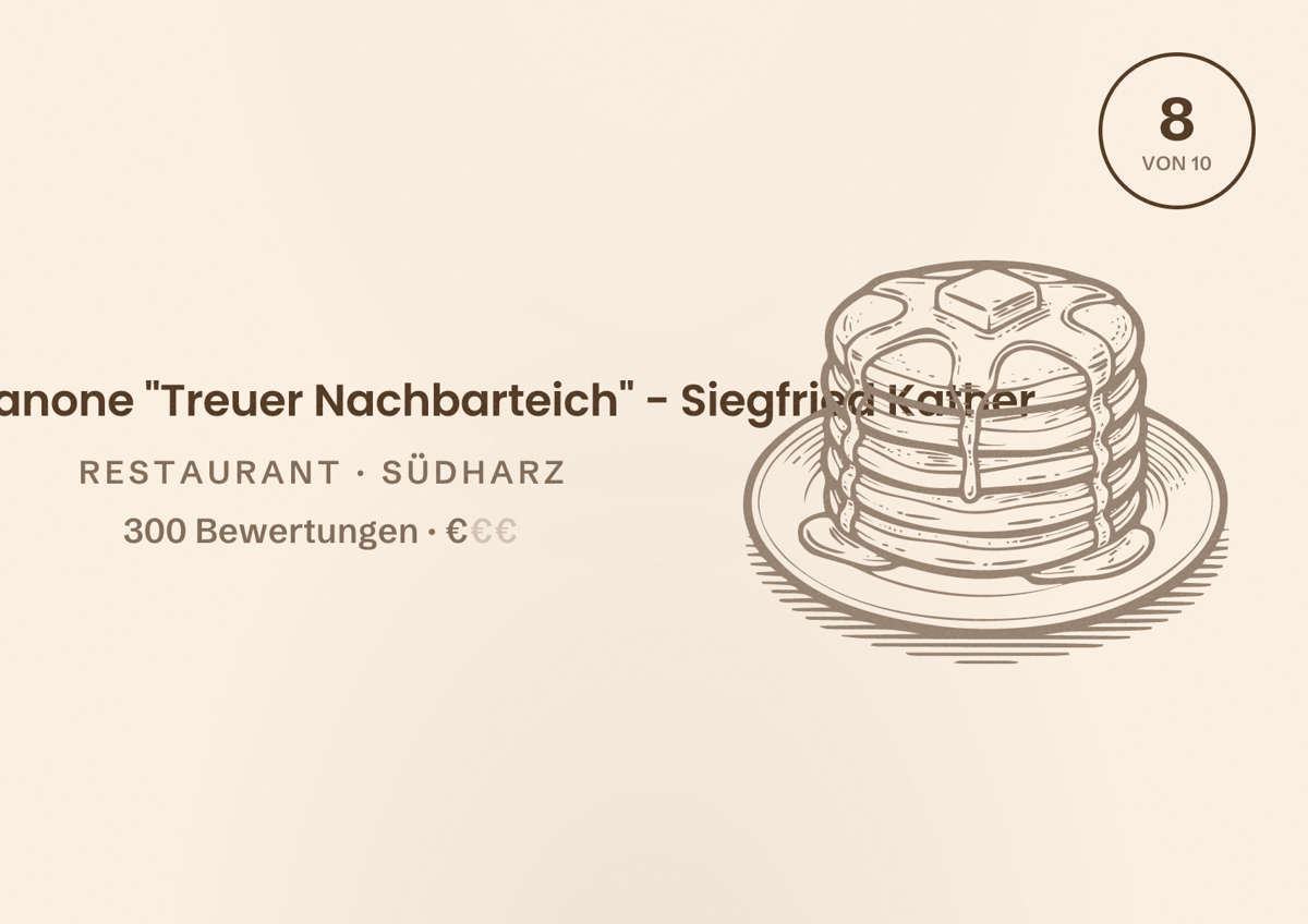 Illustriertes Poster von Gulaschkanone "Treuer Nachbarteich" - Siegfried Kather, Restaurant in Südharz: Bewertung 8 von 10 aus 300 Bewertungen, Preisniveau €