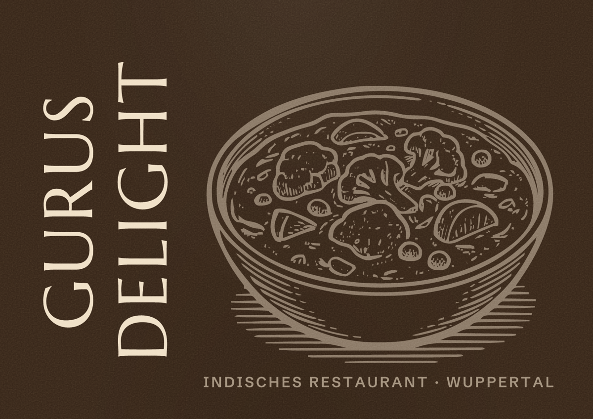 Illustriertes Poster von Gurus Delight, Indisches Restaurant in Wuppertal