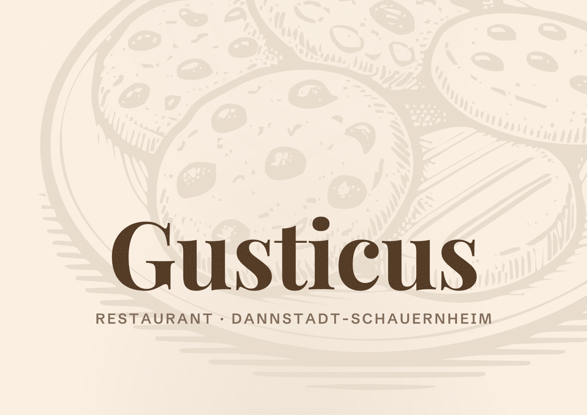 Illustriertes Poster von Gusticus, Restaurant in Dannstadt-Schauernheim