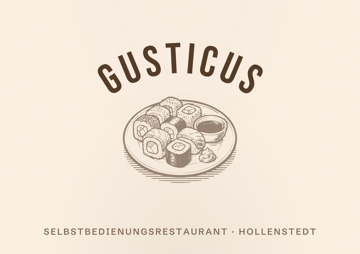 Illustriertes Poster von Gusticus, Selbstbedienungsrestaurant in Hollenstedt