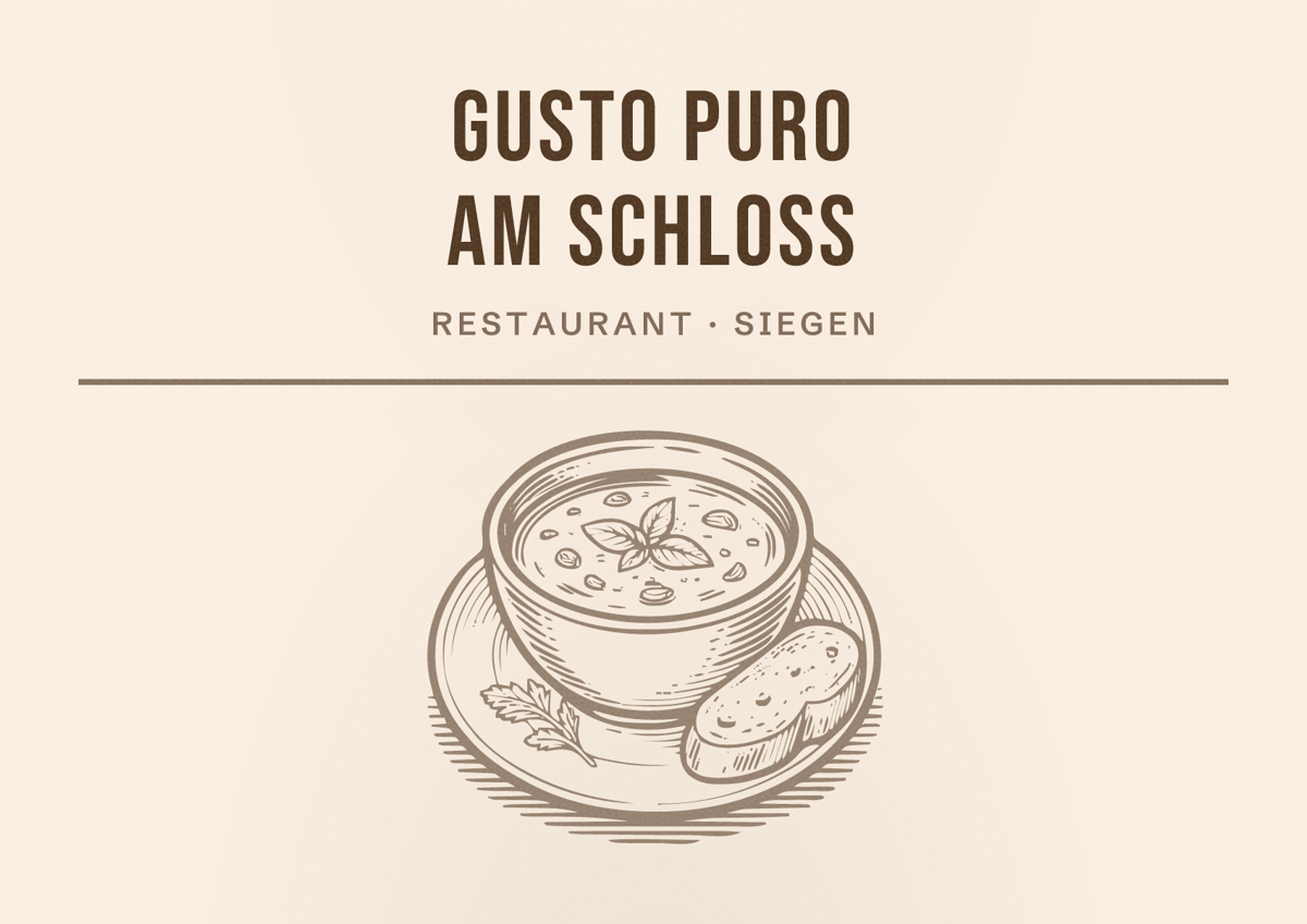 Illustriertes Poster von Gusto Puro am Schloss, Restaurant in Siegen
