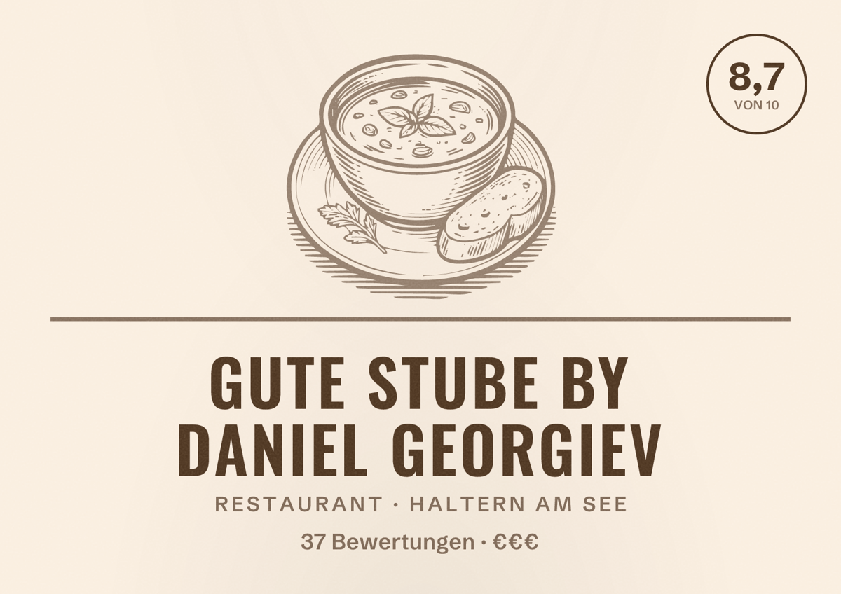 Illustriertes Poster von Gute Stube by Daniel Georgiev, Restaurant in Haltern am See: Bewertung 8,7 von 10 aus 37 Bewertungen, Preisniveau €€€