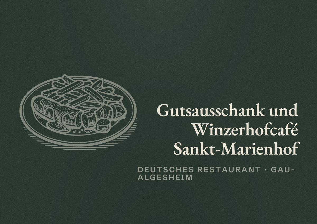 Illustriertes Poster von Gutsausschank und Winzerhofcafé Sankt-Marienhof, Deutsches Restaurant in Gau-Algesheim