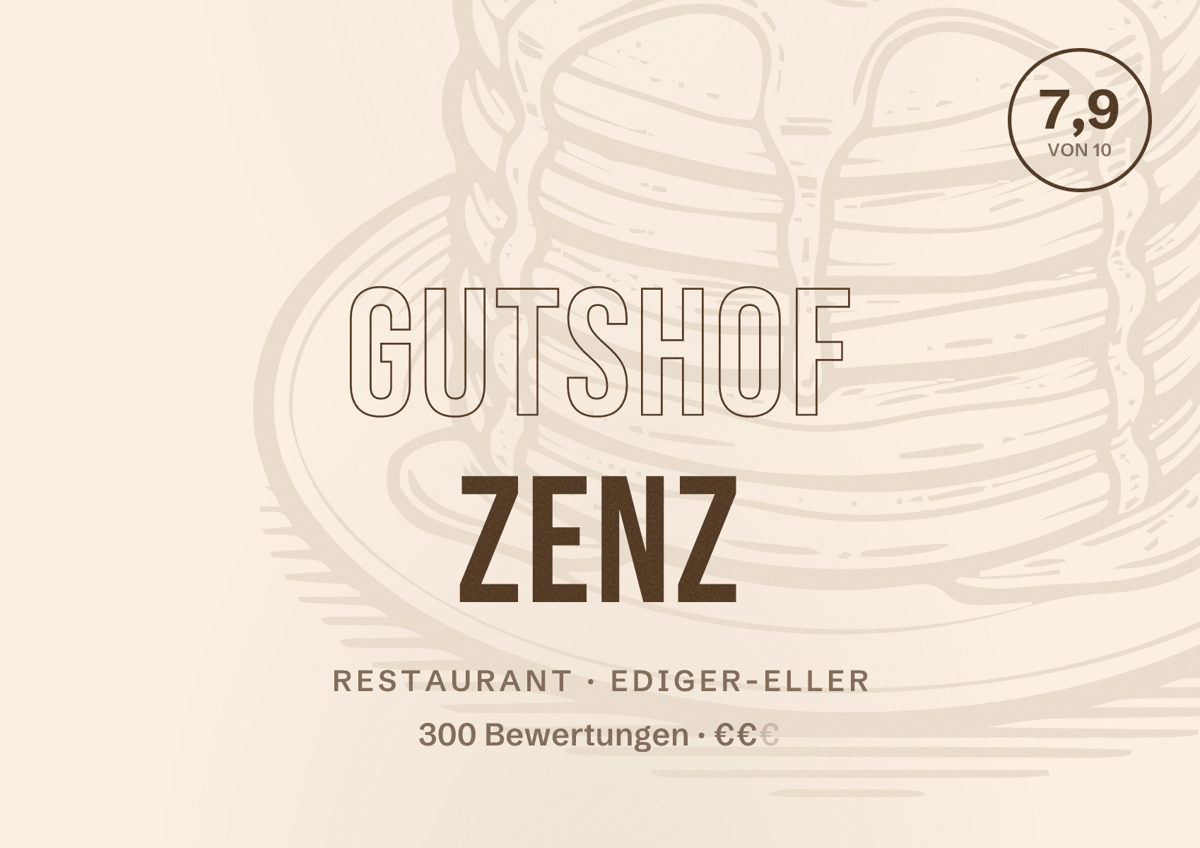 Illustriertes Poster von Gutshof Zenz, Restaurant in Ediger-Eller: Bewertung 7,9 von 10 aus 300 Bewertungen, Preisniveau €€
