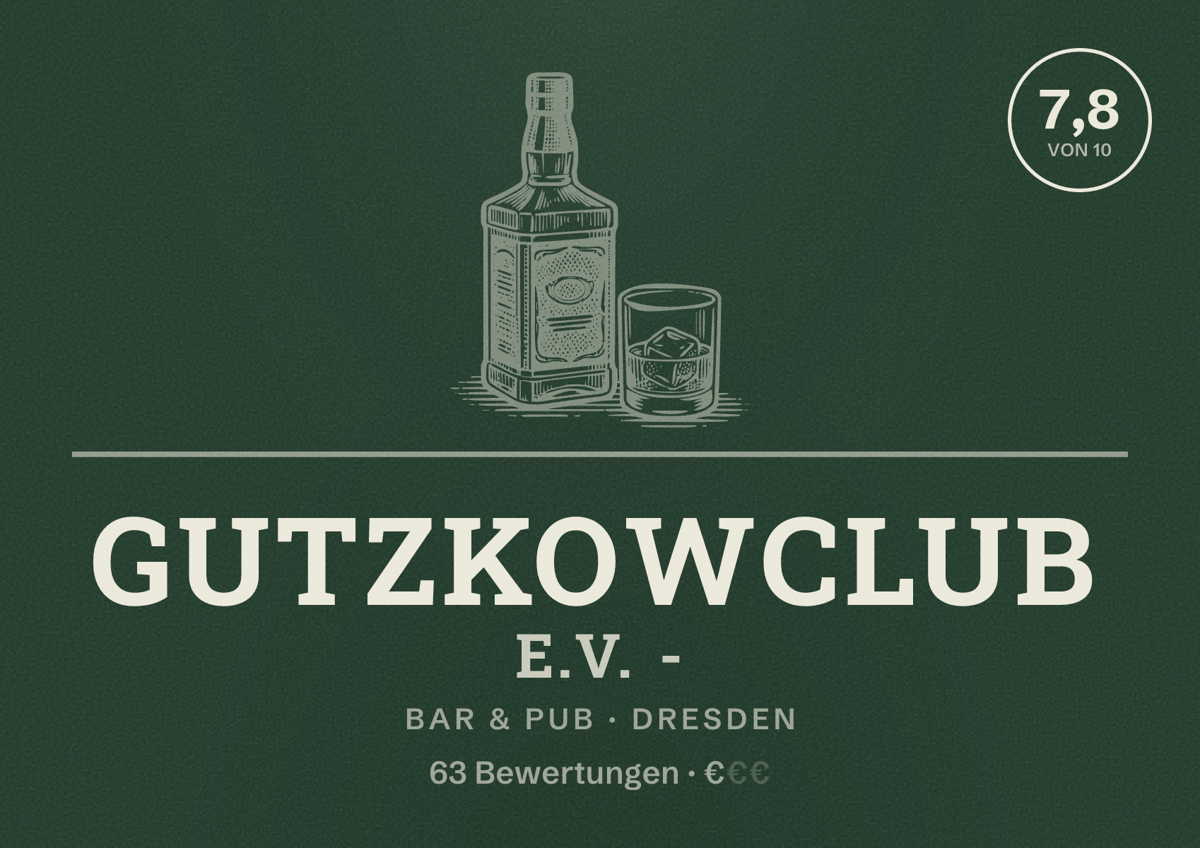 Illustriertes Poster von Gutzkowclub e.V. -, Bar & Pub in Dresden: Bewertung 7,8 von 10 aus 63 Bewertungen, Preisniveau €