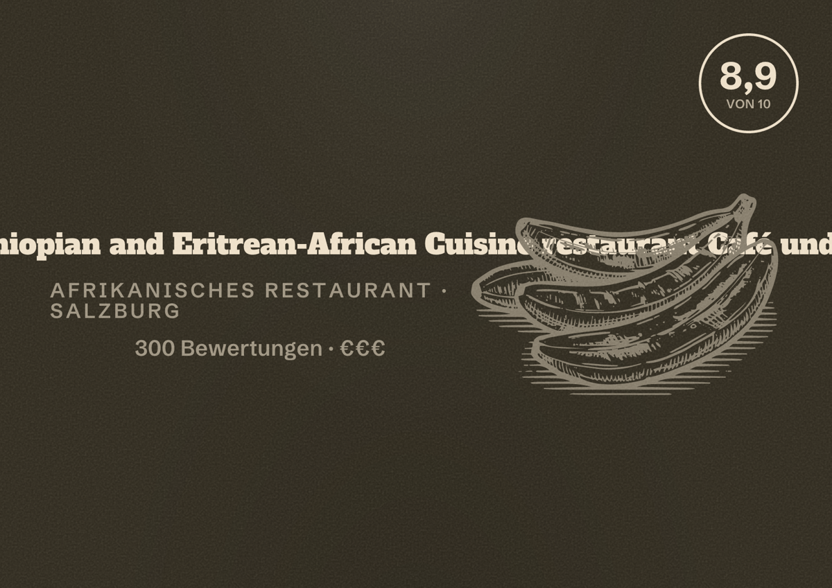Illustriertes Poster von Habesha Äthiopisches-Ethiopian and Eritrean-African Cuisine restaurant Café und Bar, Afrikanisches Restaurant in Salzburg: Bewertung 8,9 von 10 aus 300 Bewertungen, Preisniveau €€€