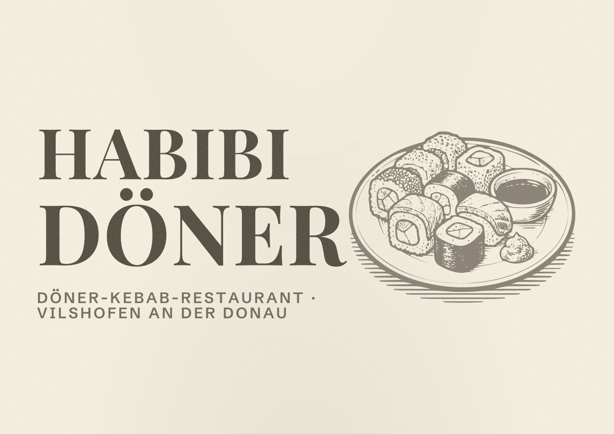 Illustriertes Poster von Habibi Döner, Döner-Kebab-Restaurant in Vilshofen an der Donau