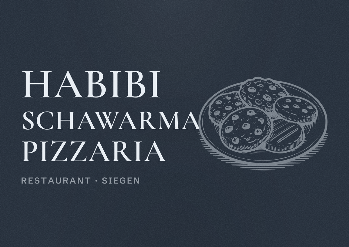 Illustriertes Poster von Habibi Schawarma Pizzaria, Restaurant in Siegen
