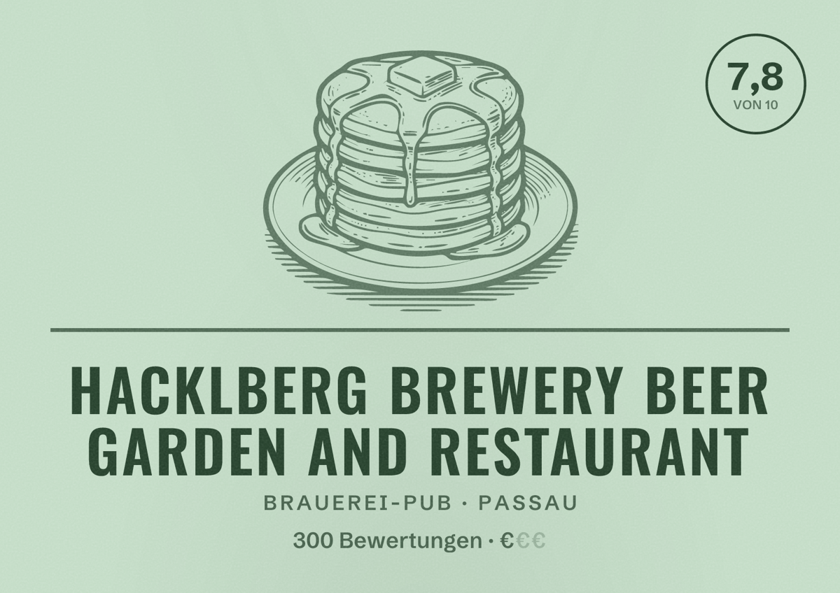 Illustriertes Poster von Hacklberg Brewery Beer Garden and Restaurant, Brauerei-Pub in Passau: Bewertung 7,8 von 10 aus 300 Bewertungen, Preisniveau €