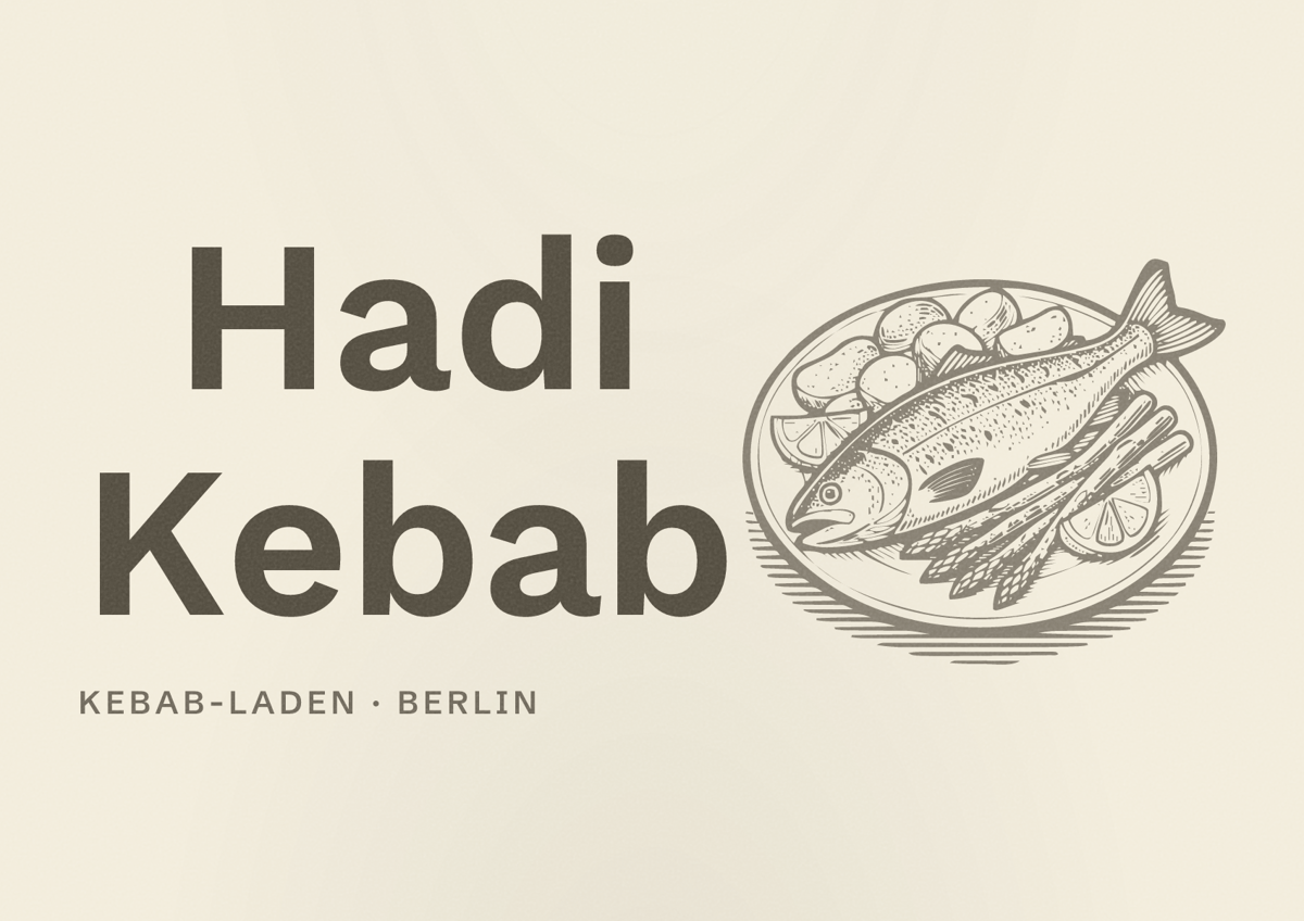Illustriertes Poster von Hadi Kebab, Kebab-Laden in Berlin