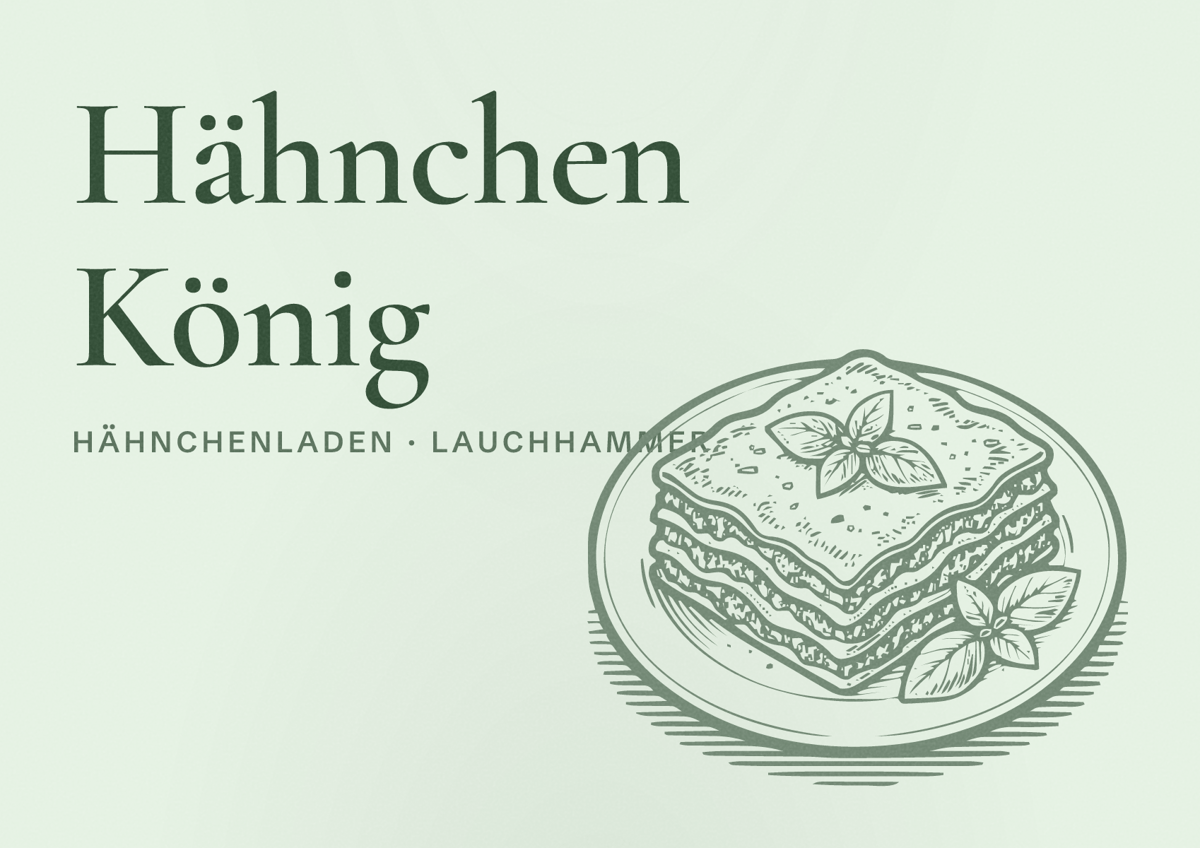 Illustriertes Poster von Hähnchen König, Hähnchenladen in Lauchhammer