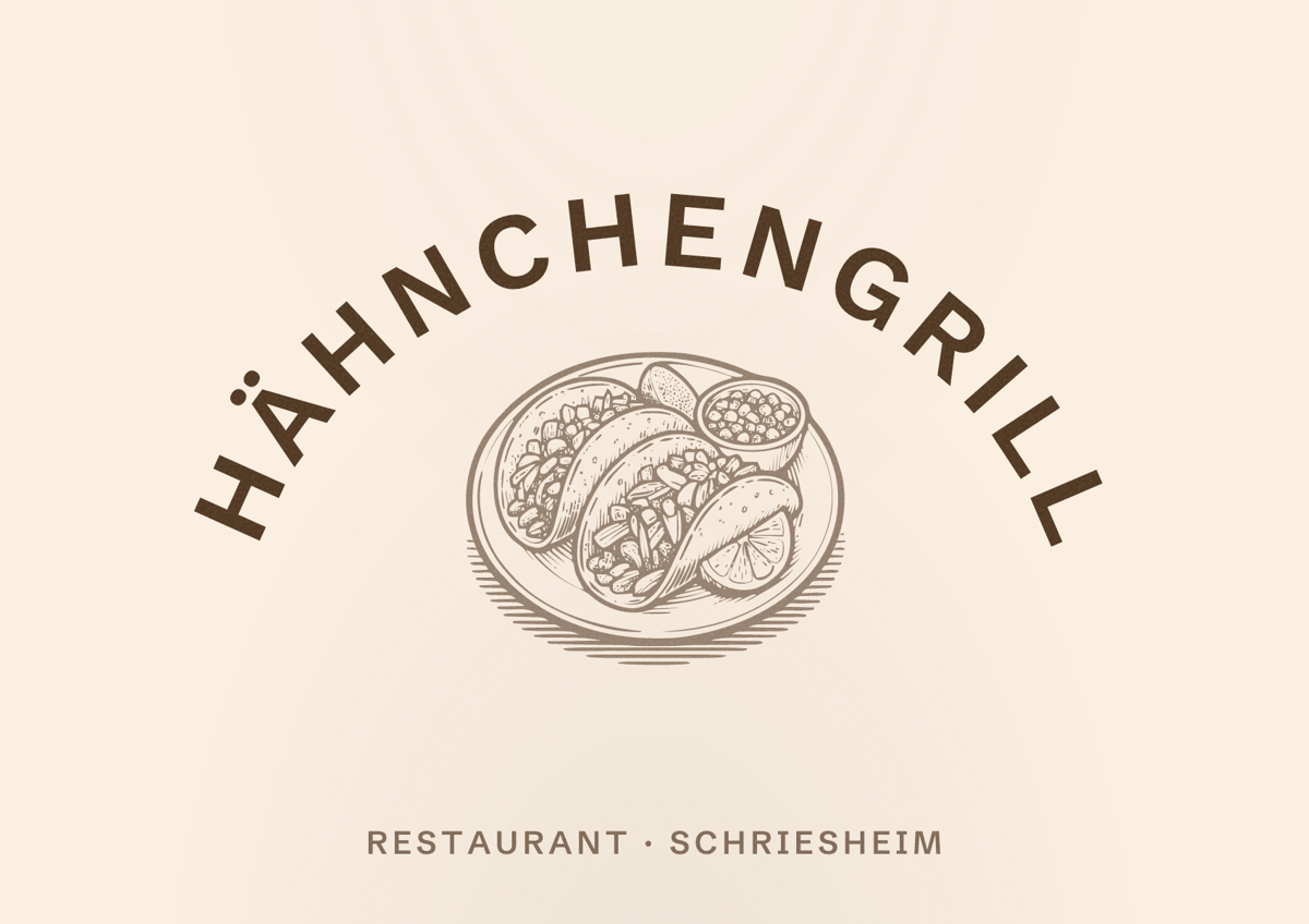 Illustriertes Poster von Hähnchengrill, Restaurant in Schriesheim