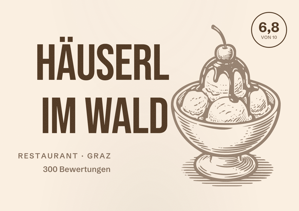 Illustriertes Poster von Häuserl im Wald, Restaurant in Graz: Bewertung 6,8 von 10 aus 300 Bewertungen