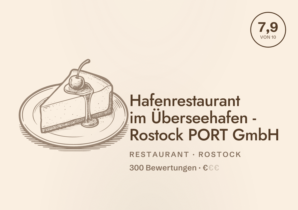 Illustriertes Poster von Hafenrestaurant im Überseehafen - Rostock PORT GmbH, Restaurant in Rostock: Bewertung 7,9 von 10 aus 300 Bewertungen, Preisniveau €