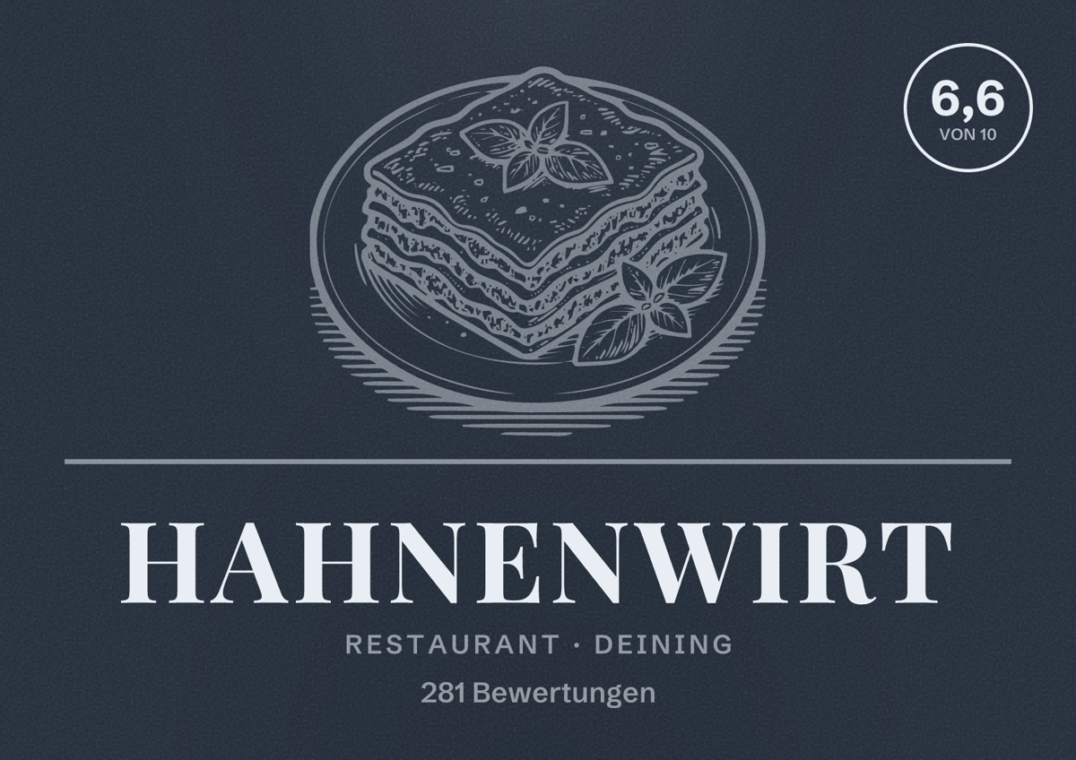 Illustriertes Poster von Hahnenwirt, Restaurant in Deining: Bewertung 6,6 von 10 aus 281 Bewertungen