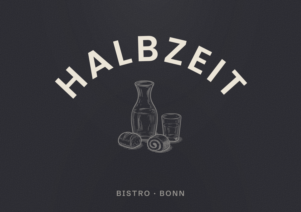 Illustriertes Poster von Halbzeit, Bistro in Bonn