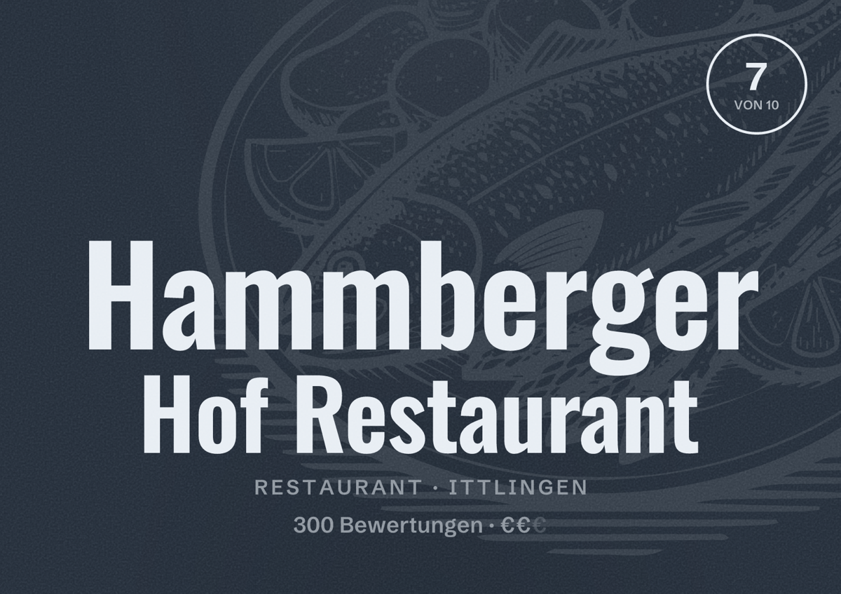 Illustriertes Poster von Hammberger Hof Restaurant, Restaurant in Ittlingen: Bewertung 7 von 10 aus 300 Bewertungen, Preisniveau €€