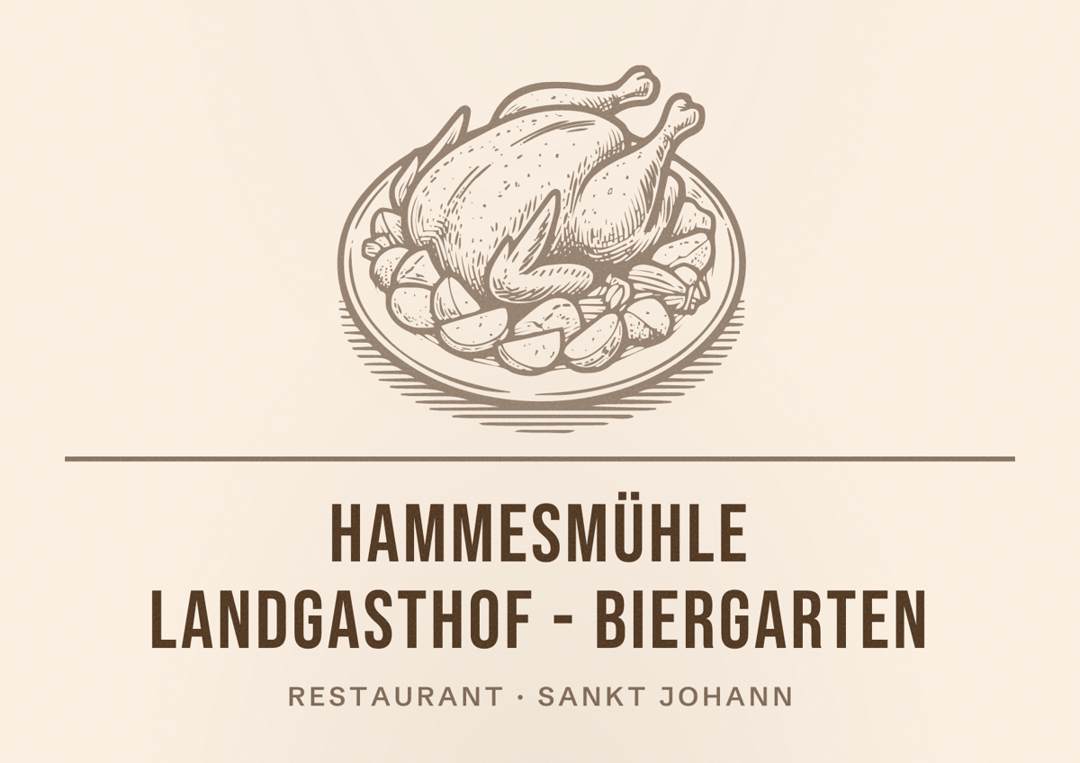 Illustriertes Poster von Hammesmühle Landgasthof - Biergarten, Restaurant in Sankt Johann