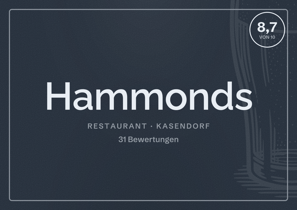 Illustriertes Poster von Hammonds, Restaurant in Kasendorf: Bewertung 8,7 von 10 aus 31 Bewertungen