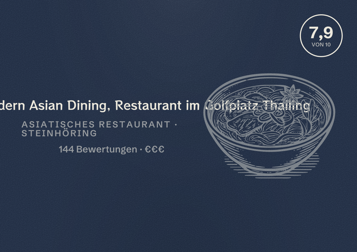 Illustriertes Poster von HANAMI - Modern Asian Dining, Restaurant im Golfplatz Thailing, Asiatisches Restaurant in Steinhöring: Bewertung 7,9 von 10 aus 144 Bewertungen, Preisniveau €€€