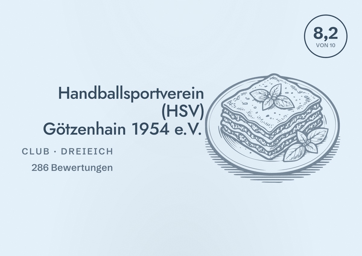 Illustriertes Poster von Handballsportverein (HSV) Götzenhain 1954 e.V., Club in Dreieich: Bewertung 8,2 von 10 aus 286 Bewertungen