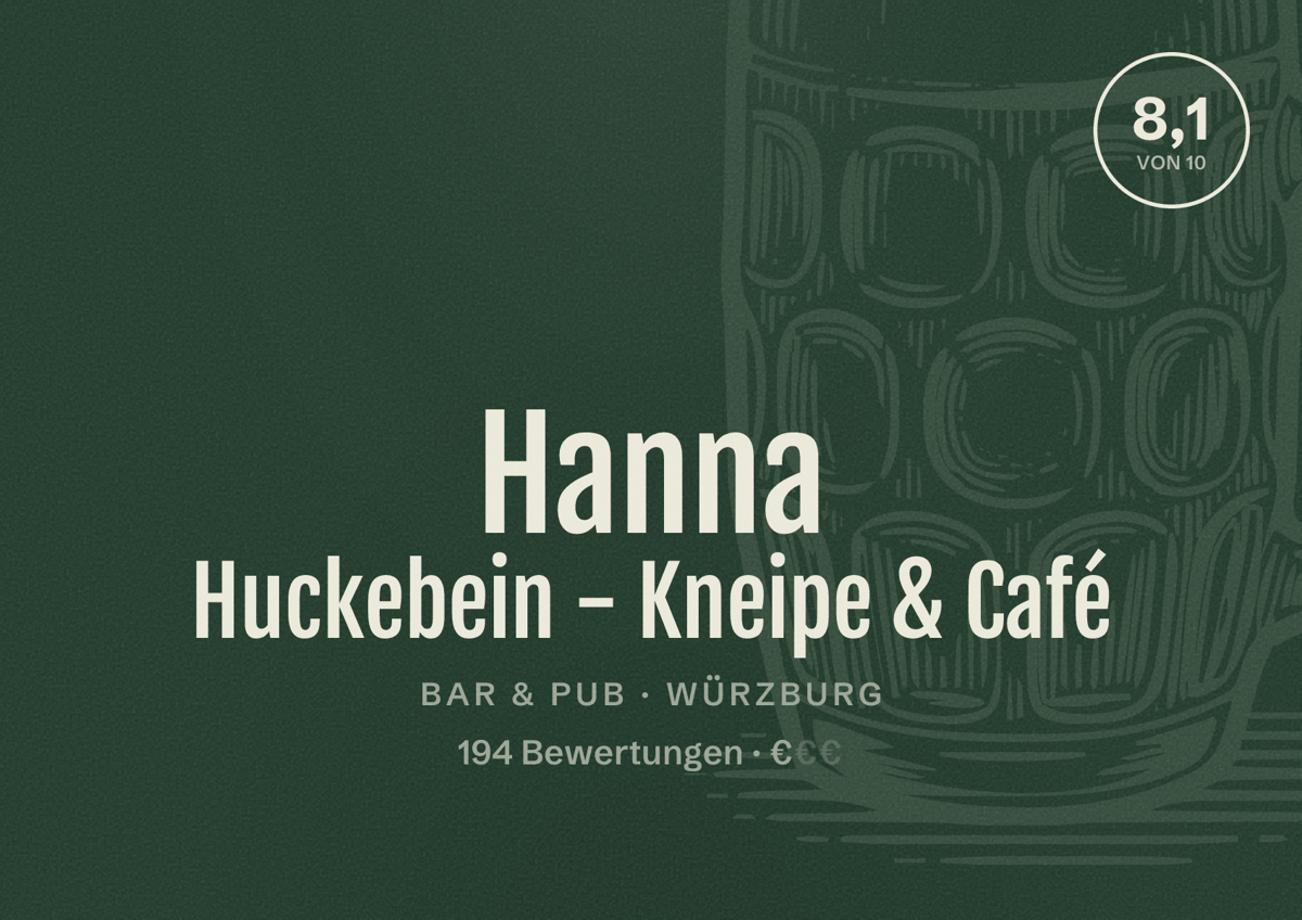 Illustriertes Poster von Hanna Huckebein - Kneipe & Café, Bar & Pub in Würzburg: Bewertung 8,1 von 10 aus 194 Bewertungen, Preisniveau €