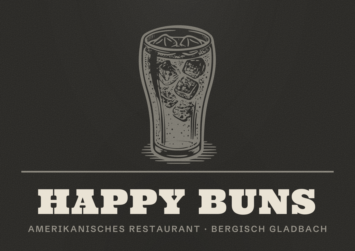 Illustriertes Poster von Happy Buns, Amerikanisches Restaurant in Bergisch Gladbach