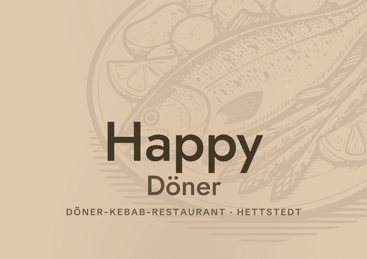 Illustriertes Poster von Happy Döner, Döner-Kebab-Restaurant in Hettstedt