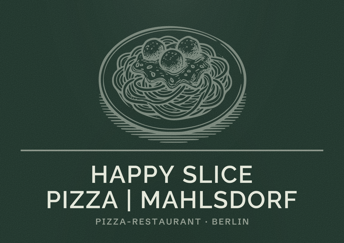 Illustriertes Poster von Happy Slice Pizza | Mahlsdorf, Pizza-Restaurant in Berlin