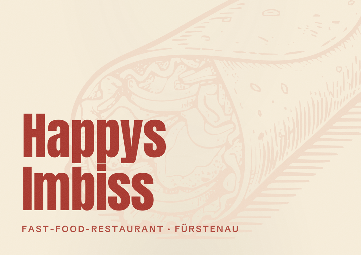 Illustriertes Poster von Happys Imbiss, Fast-Food-Restaurant in Fürstenau