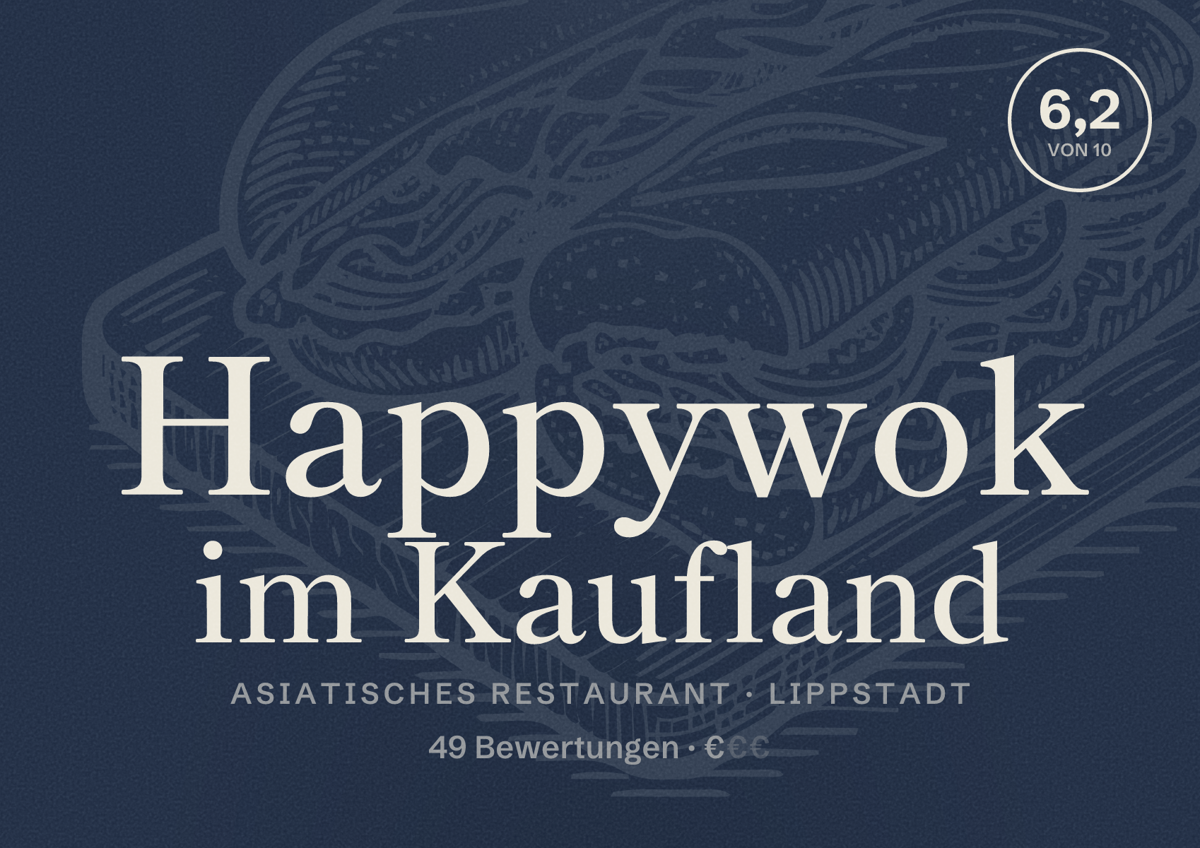 Illustriertes Poster von Happywok im Kaufland, Asiatisches Restaurant in Lippstadt: Bewertung 6,2 von 10 aus 49 Bewertungen, Preisniveau €