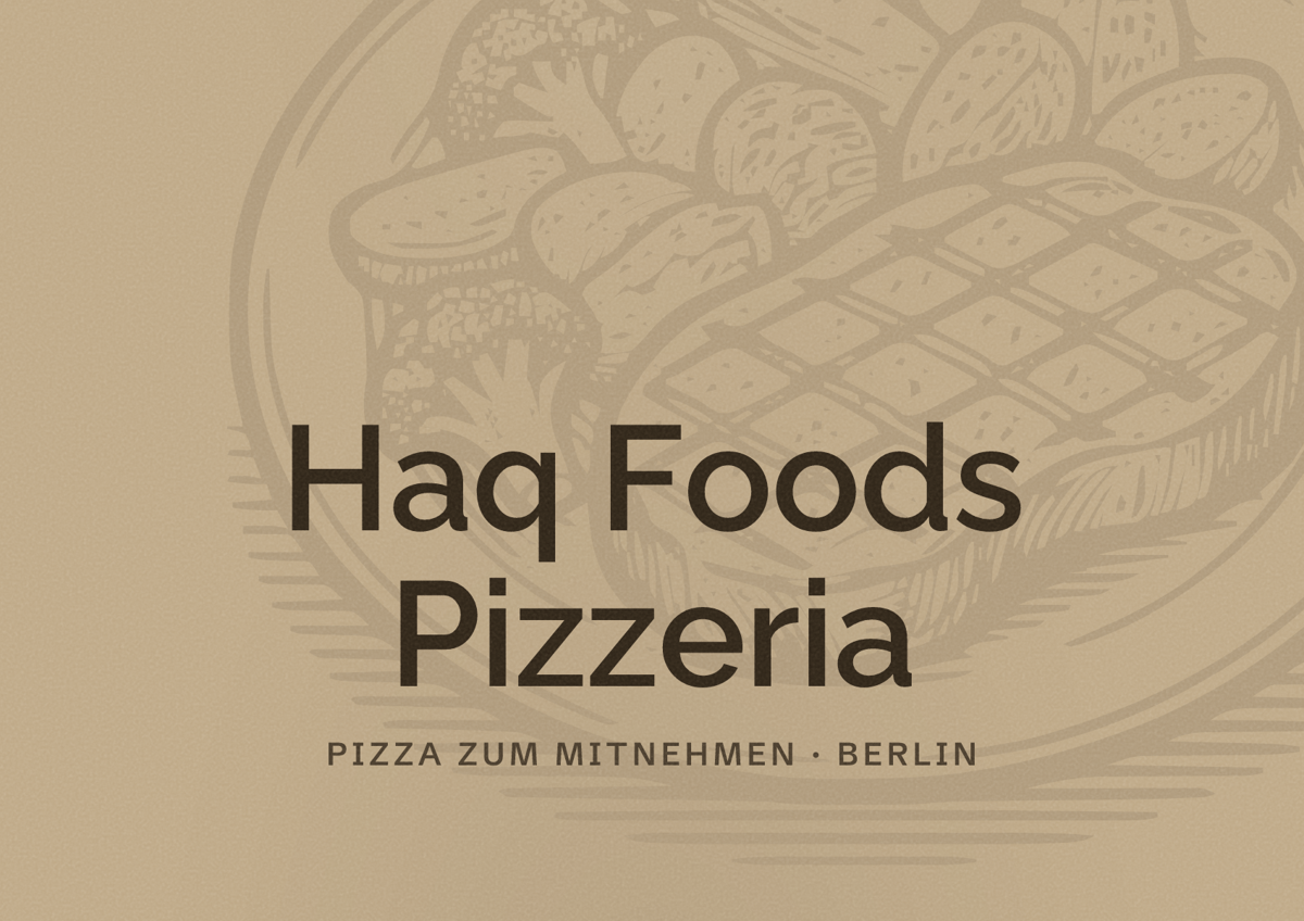 Illustriertes Poster von Haq Foods Pizzeria, Pizza zum Mitnehmen in Berlin