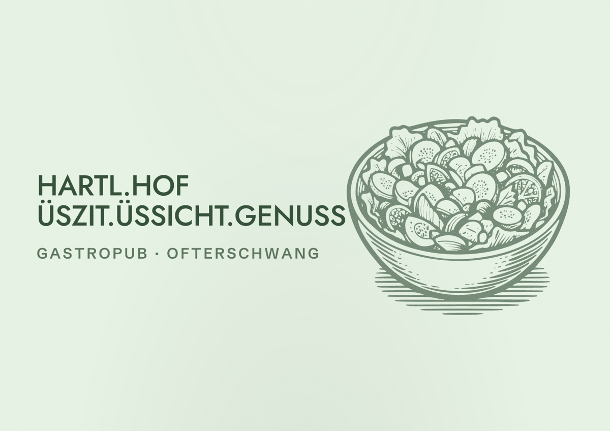 Illustriertes Poster von HARTL.HOF ÜSZIT.ÜSSICHT.GENUSS, Gastropub in Ofterschwang