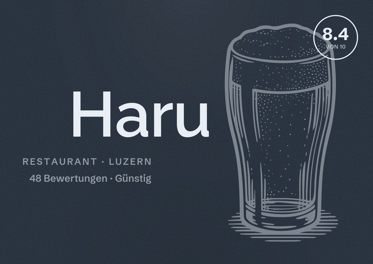 Illustriertes Poster von Haru, Restaurant in Luzern: Bewertung 8.4 von 10 aus 48 Bewertungen, Preisniveau Günstig