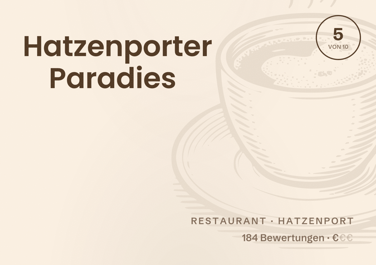 Illustriertes Poster von Hatzenporter Paradies, Restaurant in Hatzenport: Bewertung 5 von 10 aus 184 Bewertungen, Preisniveau €