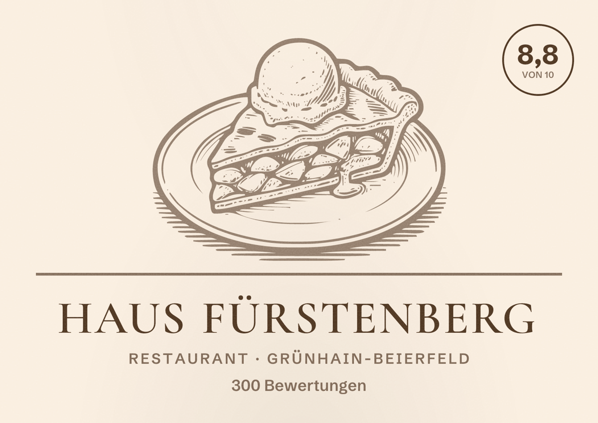 Illustriertes Poster von Haus Fürstenberg, Restaurant in Grünhain-Beierfeld: Bewertung 8,8 von 10 aus 300 Bewertungen