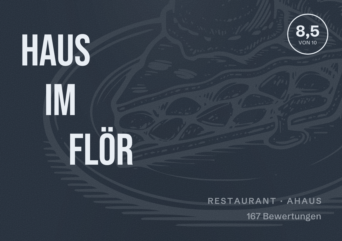 Illustriertes Poster von Haus im Flör, Restaurant in Ahaus: Bewertung 8,5 von 10 aus 167 Bewertungen