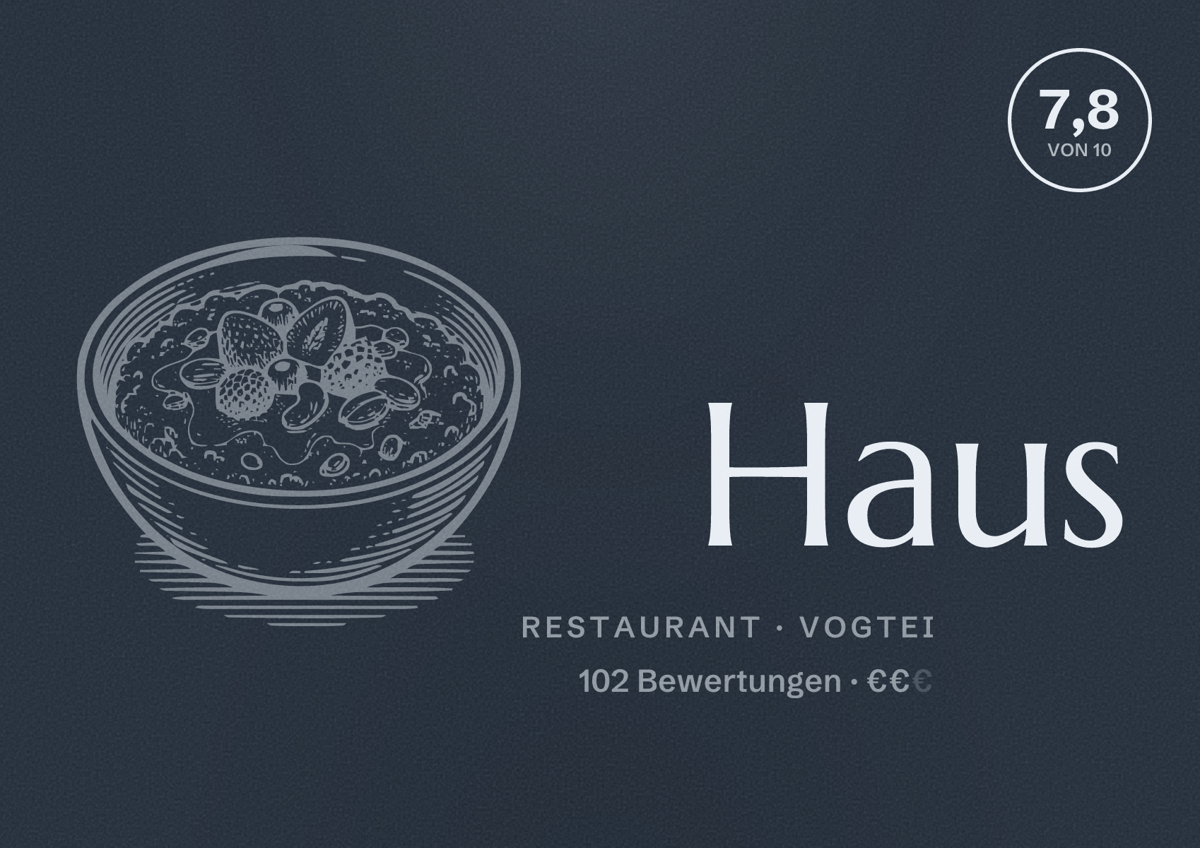 Illustriertes Poster von Haus, Restaurant in Vogtei: Bewertung 7,8 von 10 aus 102 Bewertungen, Preisniveau €€