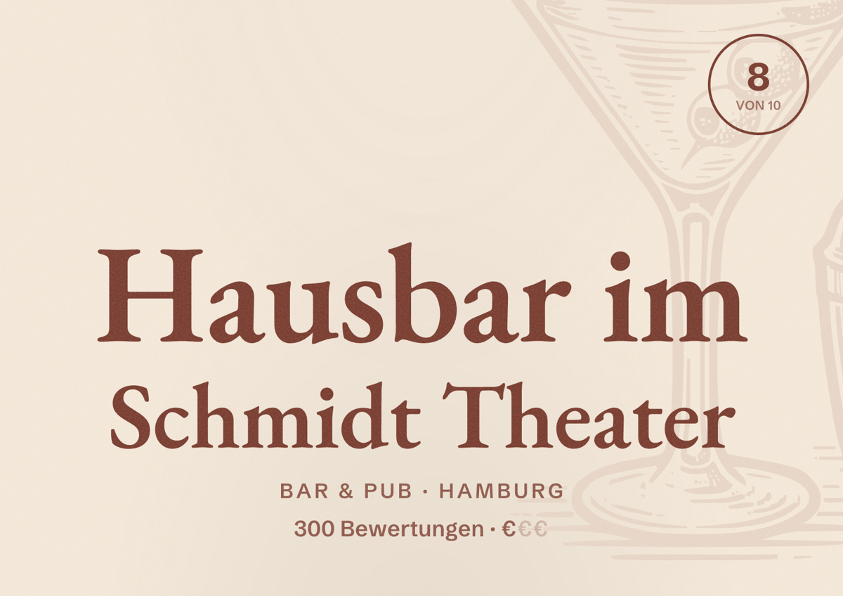 Illustriertes Poster von Hausbar im Schmidt Theater, Bar & Pub in Hamburg: Bewertung 8 von 10 aus 300 Bewertungen, Preisniveau €